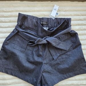 NWT NY&CO Dark Indigo Patch Pocket Belted High Rise Shorts Medium
